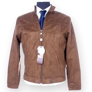 BNWT Emporio Collezione Brown Sueded Microfiber Full Zip Jacket - Size M